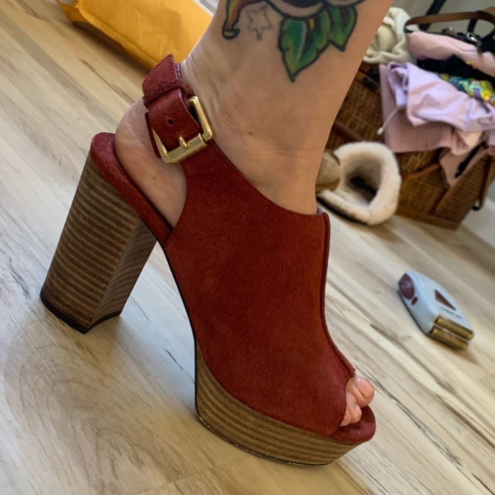 Michael Kors Burgundy Red Suede Platform Heels